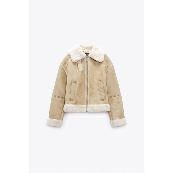 ZARA DOUBLE-FACED CROPPED JACKET SAND ZARA - Picture 8 of 15